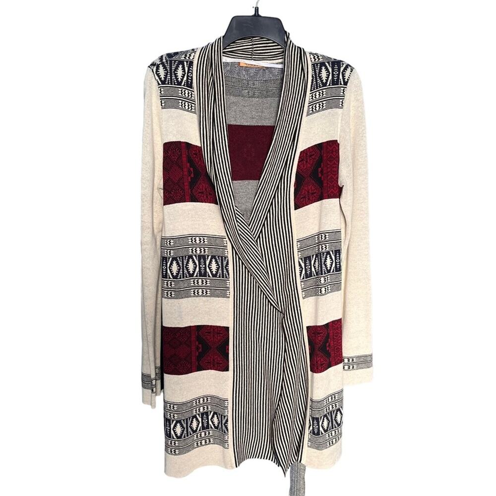 Belldini Southwestern long open front cardigan tie size medium